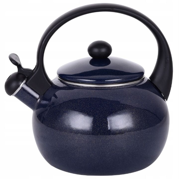 Ceainic Engros traditional cu fluier, 2.2 l, Kamille, KM-1038B, emaliat, granat