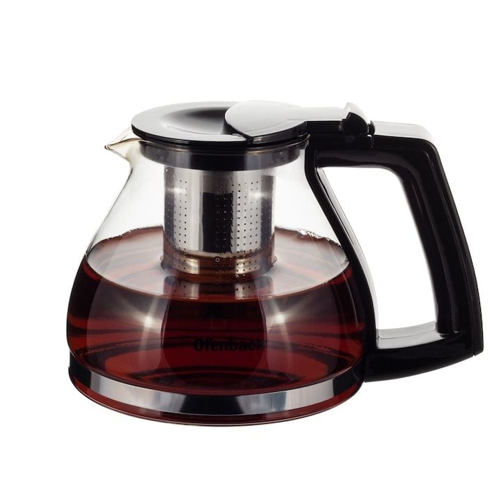 Ceainic Engros Ofenbach, 900 ml, din inox/sticla, 12x13cm