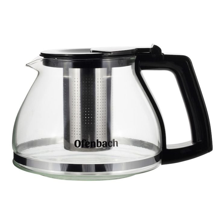 Ceainic Engros Ofenbach 1300 ml, din inox/sticla, 12,5x15cm