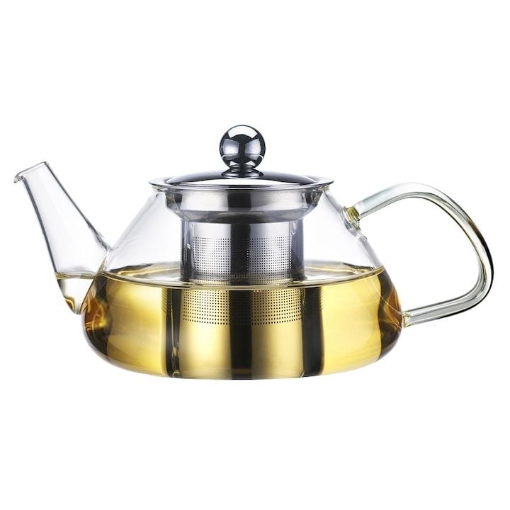Ceainic Engros cu infuzor Kamille KM-0782S, din inox si sticla termorezistenta, 450ml