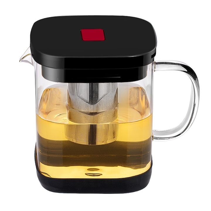 Ceainic Engros Kamille 1000ml, din inox/sticla/silicon, 14x11cm
