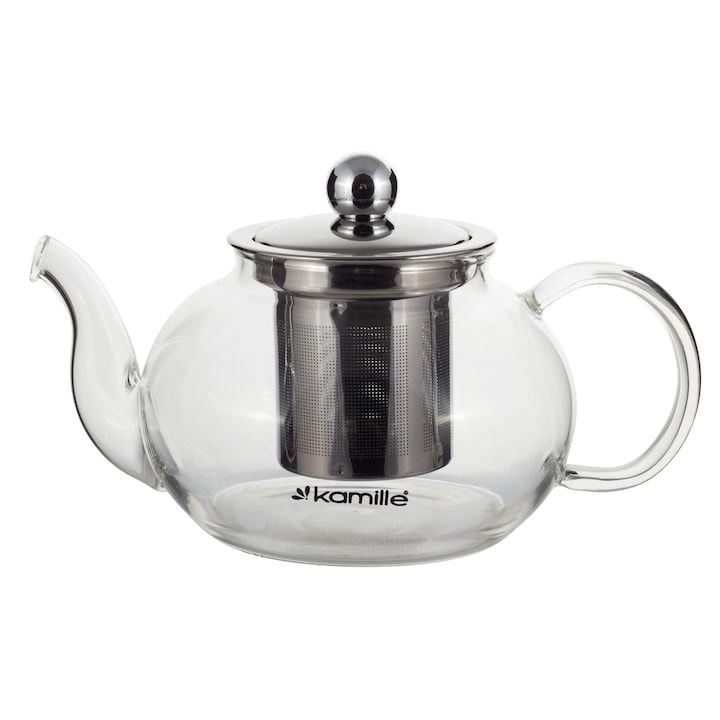 Ceainic Engros cu infuzor Kamille KM-0783M, din inox si sticla termorezistenta, 800ml