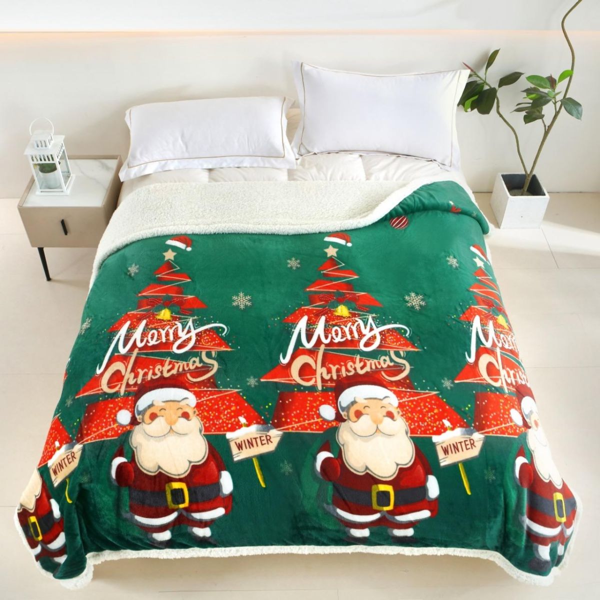 Trio Paturi En-gros, SERIA CONTINE CATE 1 BUCATA DIN FIECARE MODEL, Material Cocolino cu Blanita, 200x230cm, Model cu Motive de Craciun