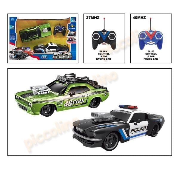 Set 2 masini RC - curse si politie, 4 functii 518 Engros