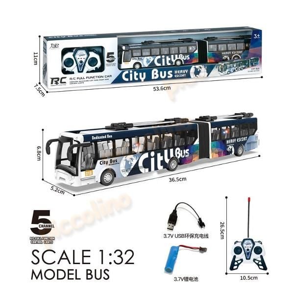Autobuz burduf RC, 4 functii, lumini, cablu USB Engros