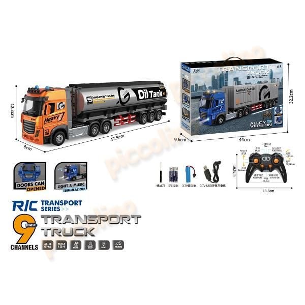 Camion cisterna aliaj RC, 9 functii, lumini, cablu USB Engros