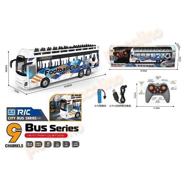 Autobuz turistic RC, 9 functii, lumini, cablu USB Engros