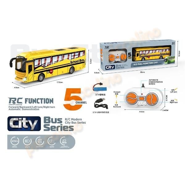 Autobuz scolar RC 5 functii, lumini, USB Engros