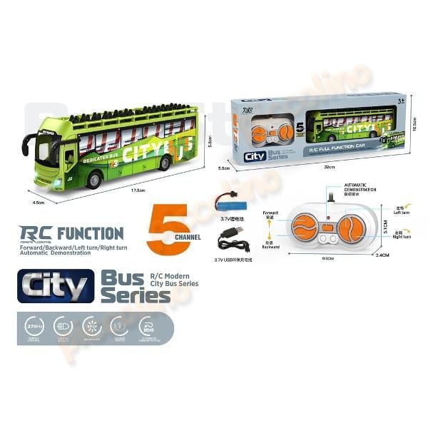Autobuz turistic RC, 5 functii, lumini, USB Engros