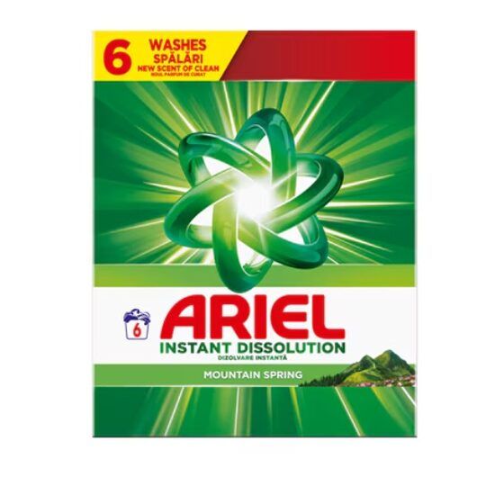 Detergent de rufe automat Ariel Instant Dissolution Mountain Spring, 6 spalari, 390g Engros