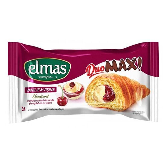 Croissant cu crema de vanilie si cirese Elmas Duo Max 80g Engros