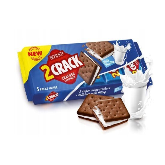 Biscuiti Roshen 2CRACK cu umplutură de lapte și vanilie 190g Engros