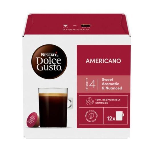 Capsule NESCAFÉ Dolce Gusto Americano, 102g, 12 capsule – cafea clasică, aromată și rapidă Engros