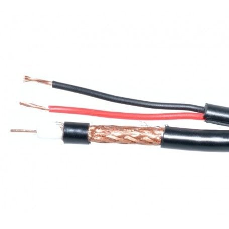 Cablu Coaxial TV RG6U Cupru + Alimentare 2x0,5 (Negru) Engros