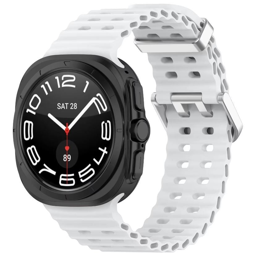Curea Ocean Wave, Design Sport, Compatibila Samsung Galaxy Watch Ultra 47mm, Silicon, Alb Engros
