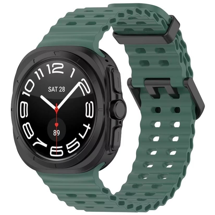 Curea Ocean Wave, Design Sport, Compatibila Samsung Galaxy Watch Ultra 47mm, Silicon, Verde Engros