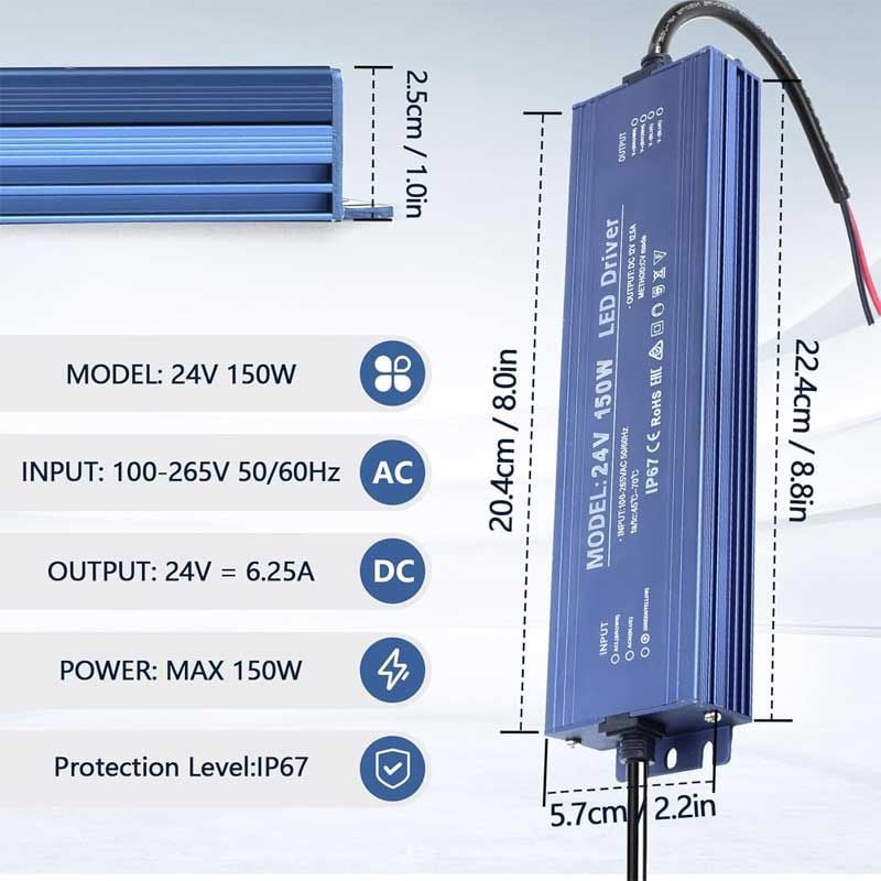 Sursă de Alimentare de Exterior IP67, 24V 6.25A - 150W, ElectroAZ Engros