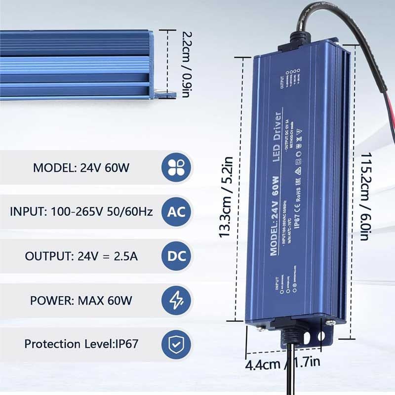 Sursă de Alimentare de Exterior IP67, 24V 2.5A – 60W, ElectroAZ Engros