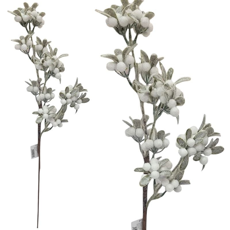 Creanga decorativa de craciun cu zapada, 65 cm lungime