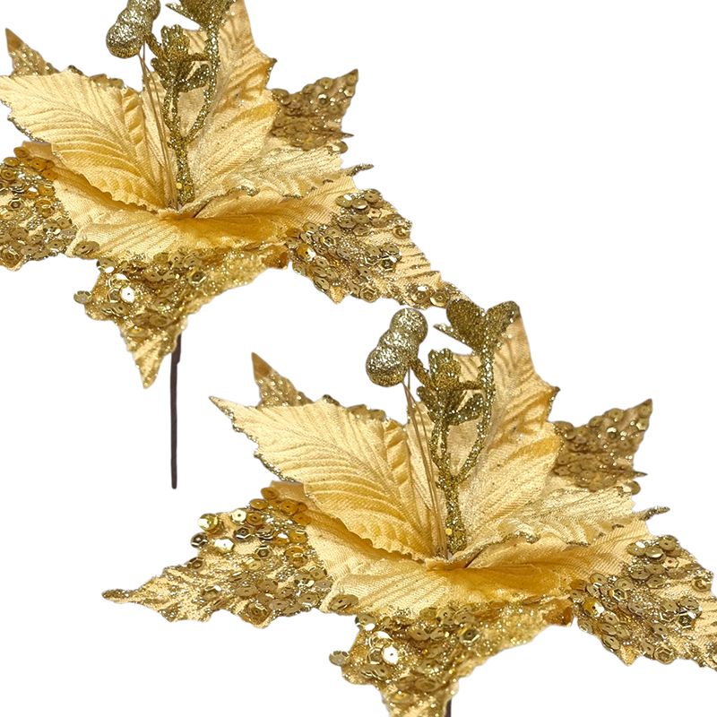 Craciunita decorativa din catifea cu gliter, 30 cm lungime
