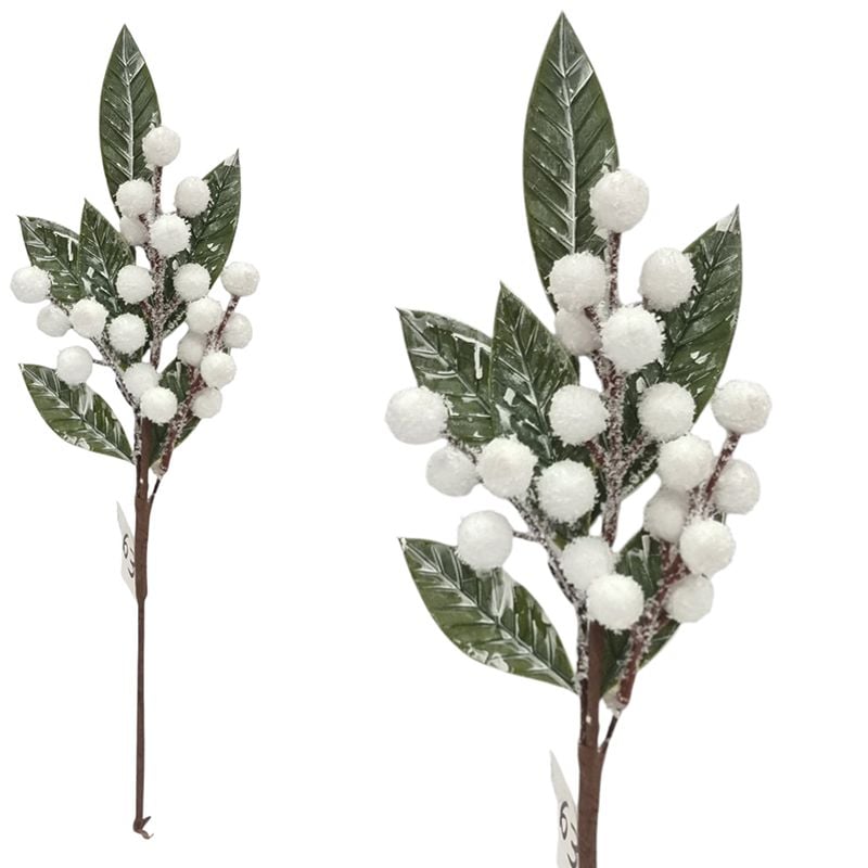 Creanga decorativa pentru aranjamente de Craciun cu zapada,35 cm lungime