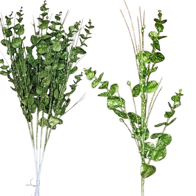 Creanga decorativa eucalipt cu gliter, engros 70 cm lungime