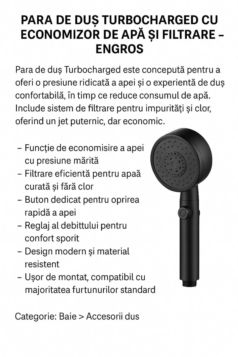 Para de Dus Turbocharged cu Economizor de Apa si Filtrare – Engros