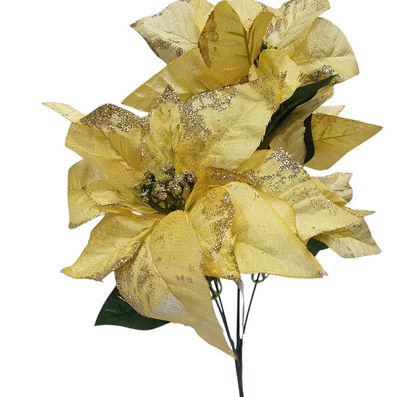 Buchet Craciunita cu sclipici, engros 5 capete, 45 cm inaltime