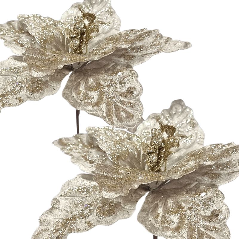 Craciunita decorativa din catifea cu gliter, 30 cm lungime