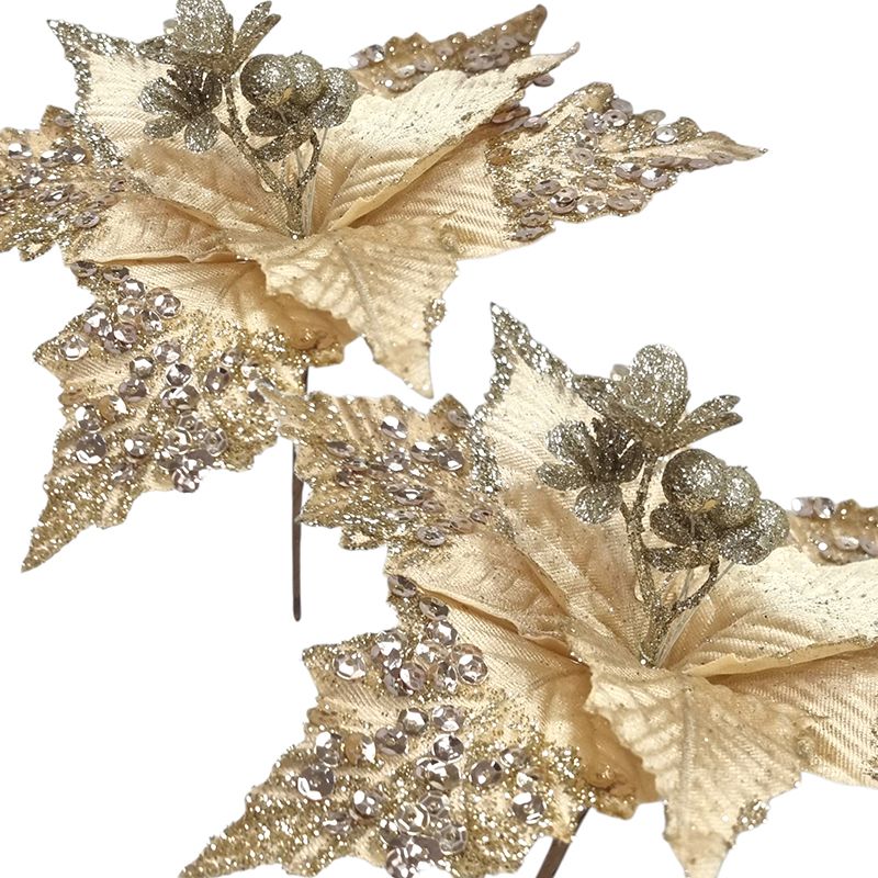 Craciunita decorativa din catifea cu gliter, 30 cm lungime