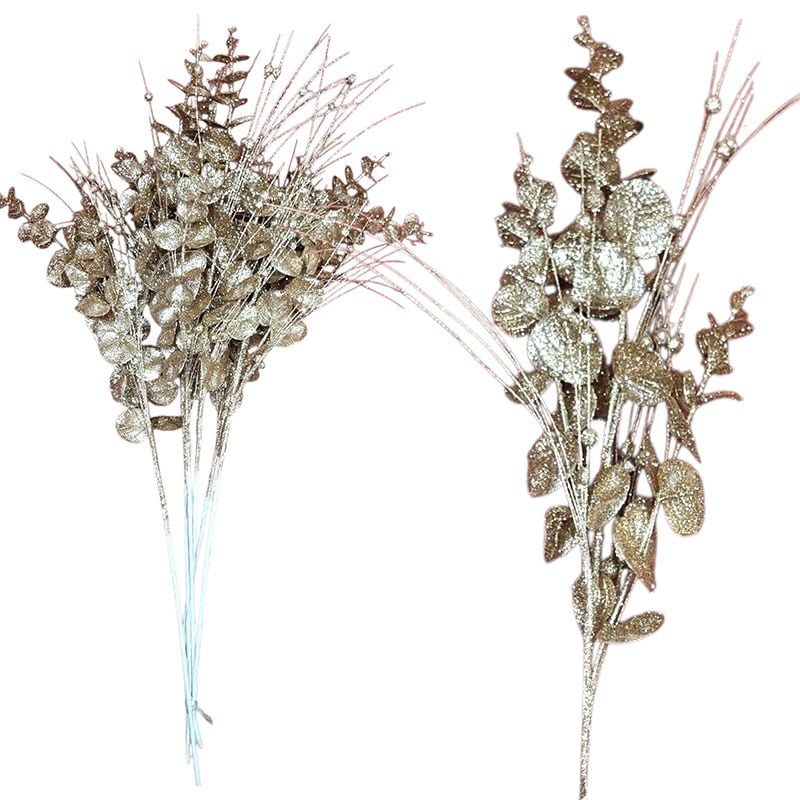 Creanga decorativa eucalipt cu gliter, engros 70 cm lungime