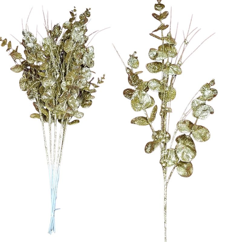 Creanga decorativa eucalipt cu gliter, engros 70 cm lungime