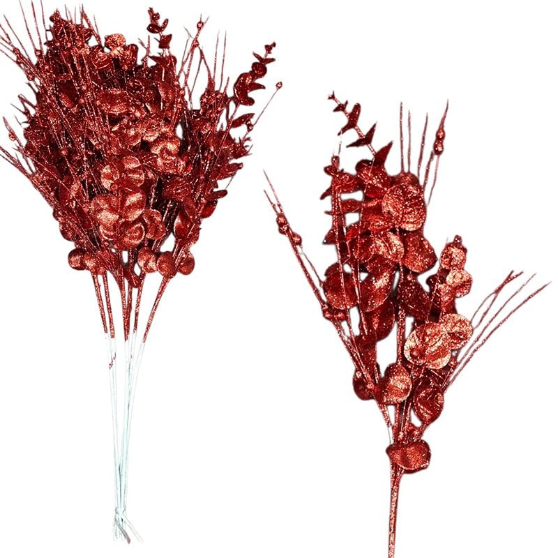 Creanga decorativa eucalipt cu gliter, engros 70 cm lungime