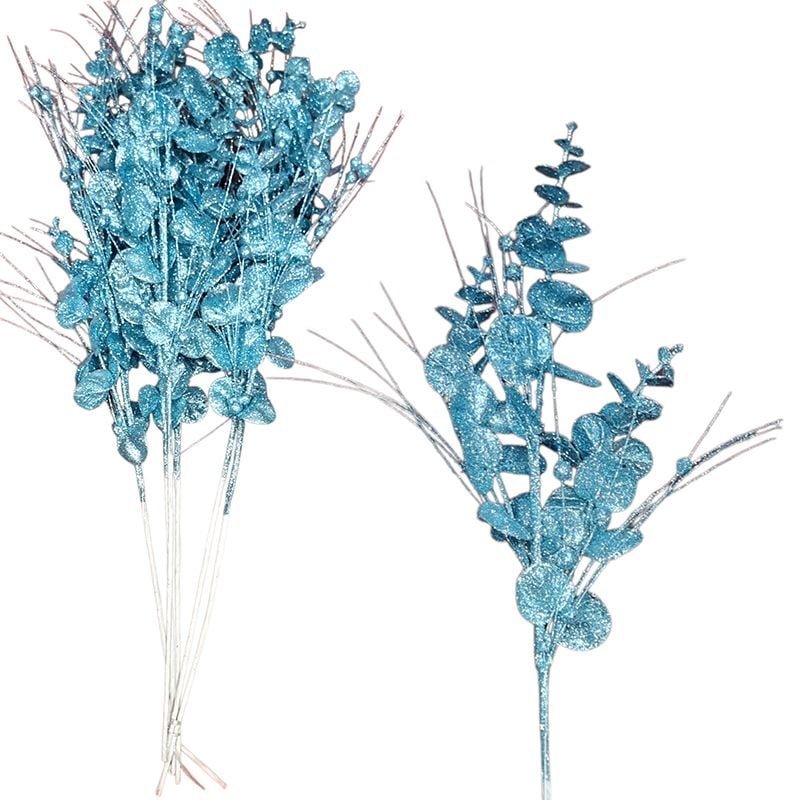 Creanga decorativa eucalipt cu gliter, engros 70 cm lungime
