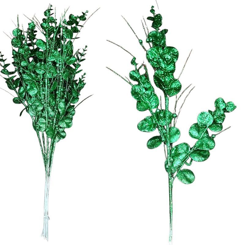 Creanga decorativa eucalipt cu gliter, engros 70 cm lungime