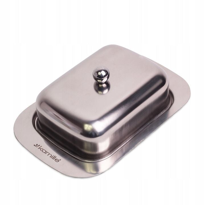 Cutie Engros pentru unt, Kamille, din otel inoxidabil, 18,5x12x7cm, cu capac