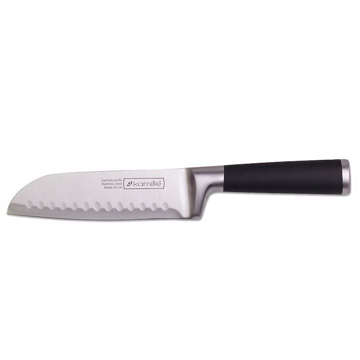 Cutit Engros de bucatarie Santoku Kamille, din otel inoxidabil , cu maner ergonomic, 16cm