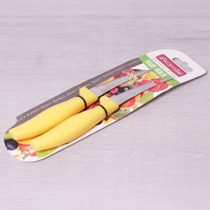Set Egros de 2 cutite de bucatarie Kamille, din inox, multicolor, 8x11cm