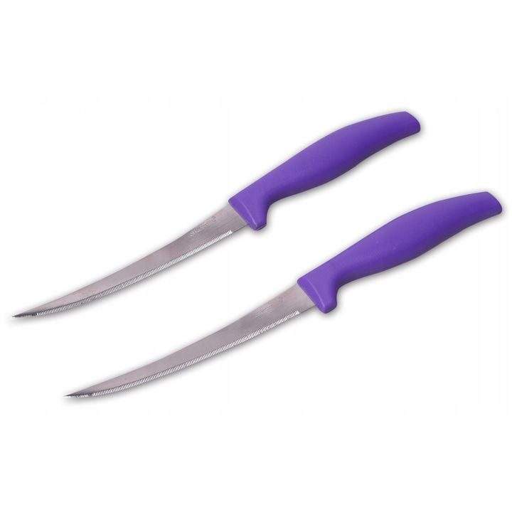 Set Engros de 2 Cutite de Bucatarie, Kamille, din Inox, 13 cm, Argintiu/Mov