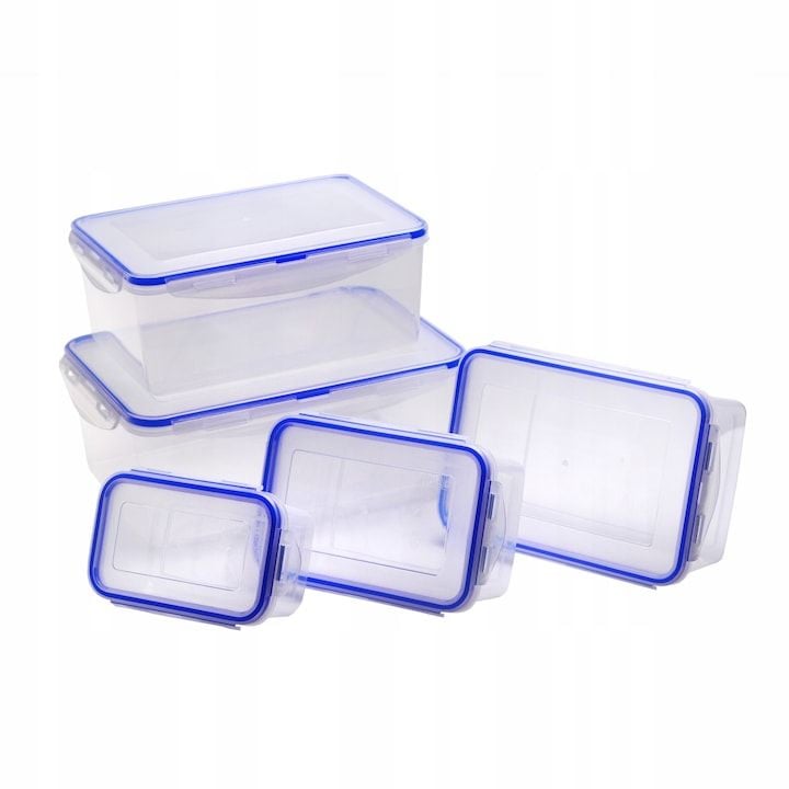 Set Engros de 5 cutii alimentare plastice Kamille, 500 ml-3500 ml, Transparent