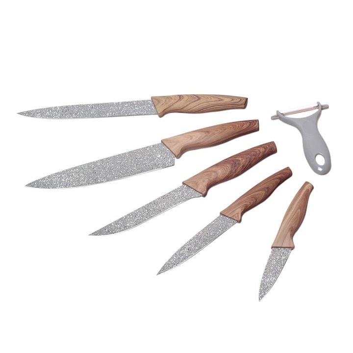Set Engros de cutite KAMILLE, cu 6 elemente , din otel inoxidabil, antiderapante, multicolor