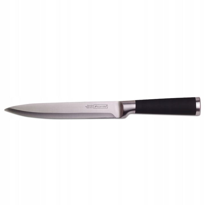 Cutit Engros de bucatarie, Kamille, din inox, cu maner antiderapant, 33.5 cm, argintiu/negru