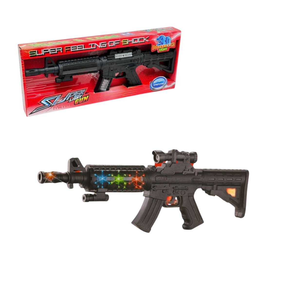 Puşcă de Jucărie 47cm, cu Lumini 3D și Sunete, Model Super Light Gun, pentru Copii Engros