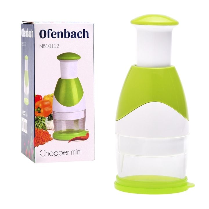 Feliator Engros manual Ofenbach, din inox, pentru legume, antiderapant, verde/alb, 6,5x15,5cm,
