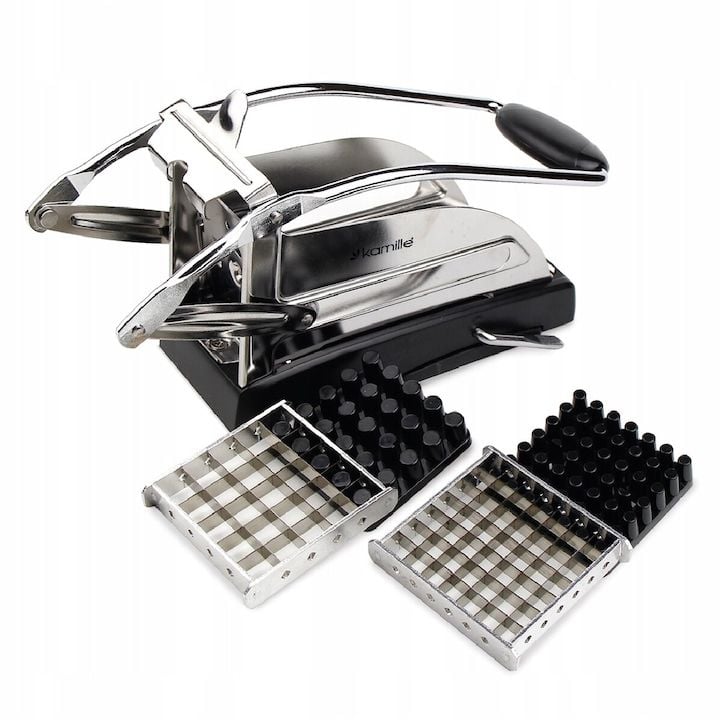 Feliatoare Engros manual legume, Kamille, din inox, 19.5 x 8 cm, argintiu/negru