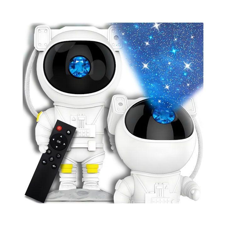Proiector de stele Astronaut, engross,Lampa de veghe pentru copii, reglare 360, Alb