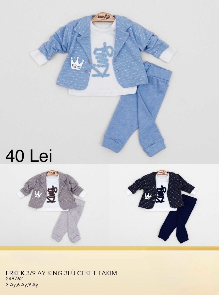Compleu Engros pentru bebelusi, 3 piese, cu model imprimat