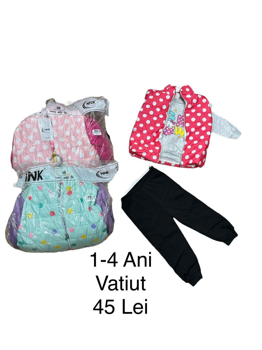 Compleu vatuit Engros pentru fete, 3 piese, cu model imprimat