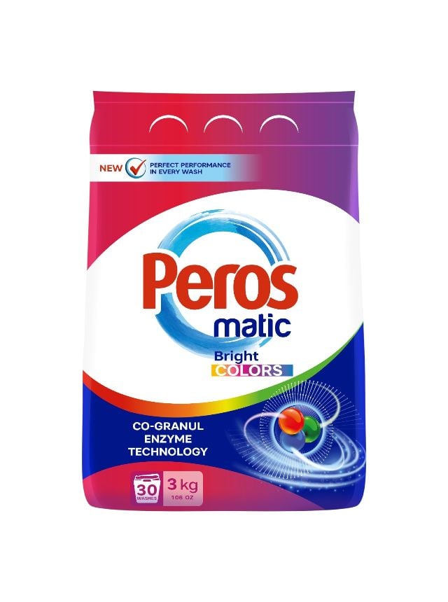 Detergent de rufe Engros, pudra, Peros, 3 kg, culori deschise