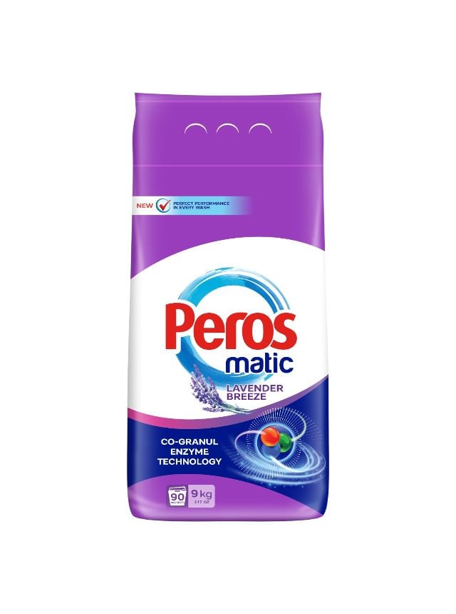 Detergent de rufe Engros, pudra, Peros, 9 kg, lavanda